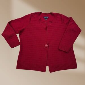 Jones New York Womens Deep Red Long Sleeve Knit Cardigan Sz 1X